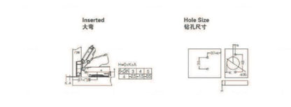 Hinge - 165 degrees fast mounted two section force buffering hinge