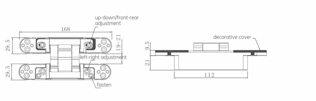 High end door lock solution three dimensional adjustable hidden hinge