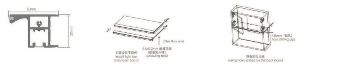 Zeus series invisible handle with light for wall cupboard