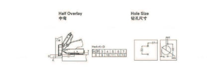 Hinge - 165 degrees fast mounted two section force buffering hinge