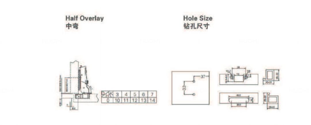 Hinge - Fixed mounted hinge for narrow aluminum frame