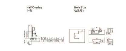 Hinge - Fixed mounted hinge for narrow aluminum frame