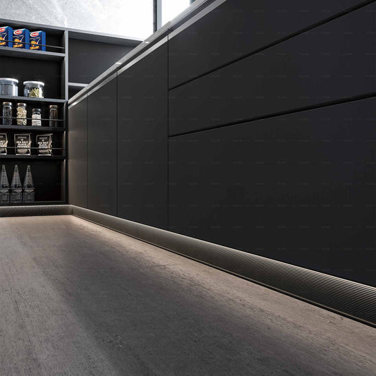 Skirting And Concealed Handle - Cabinet baseboard with lighting
