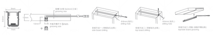 Built in lighting bar flanged aluminium 3000K and 4000K 10*10