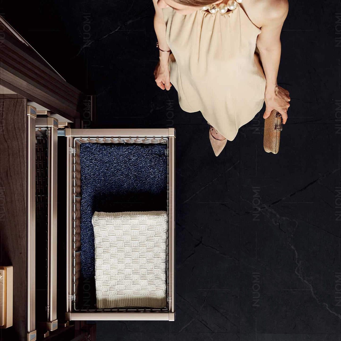 Violet soft closing rattan basket