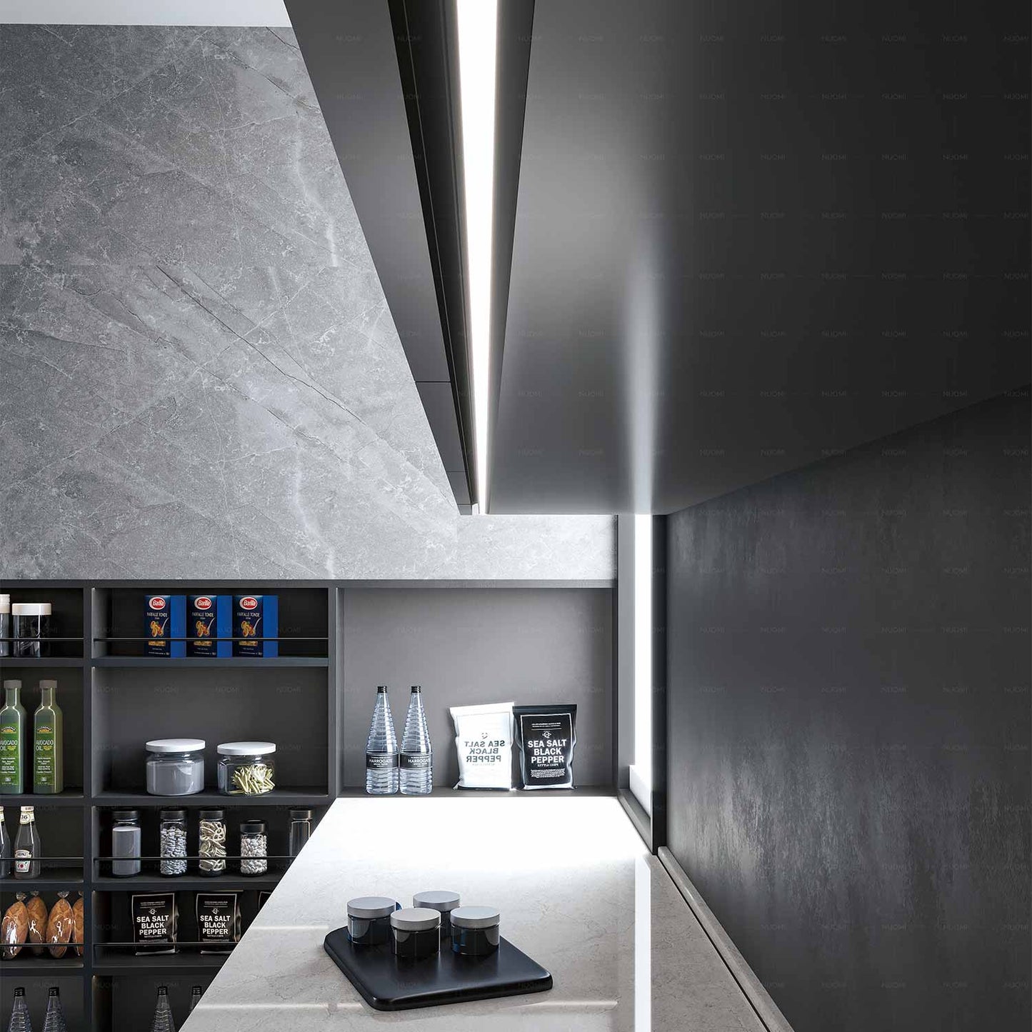 Zeus series invisible handle with light for wall cupboard