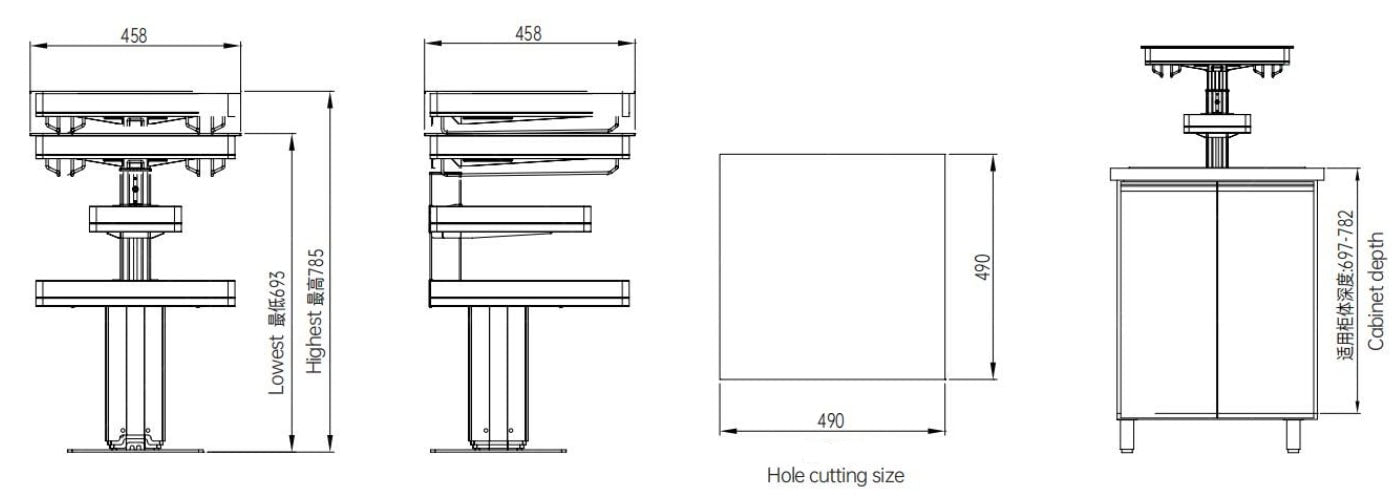 Encanto electric lifting base cabinet