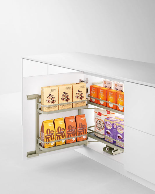 Champagne rose base cabinet mini pantry roll out basket