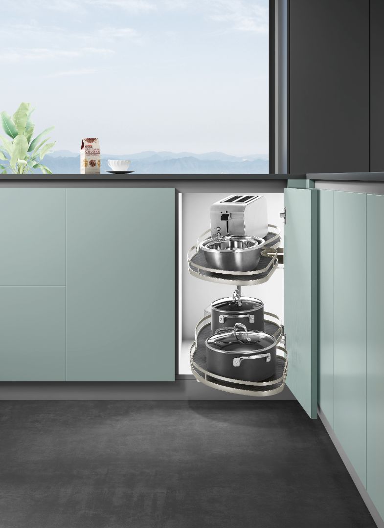 Champagne rose revolving saucer left and right opening