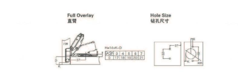 Hinge - 165 degrees fast mounted two section force buffering hinge