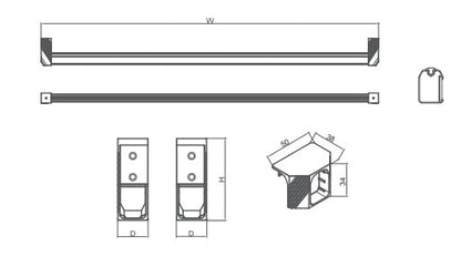 Violet pro series hanging rod (left) and trapezoid base (right)